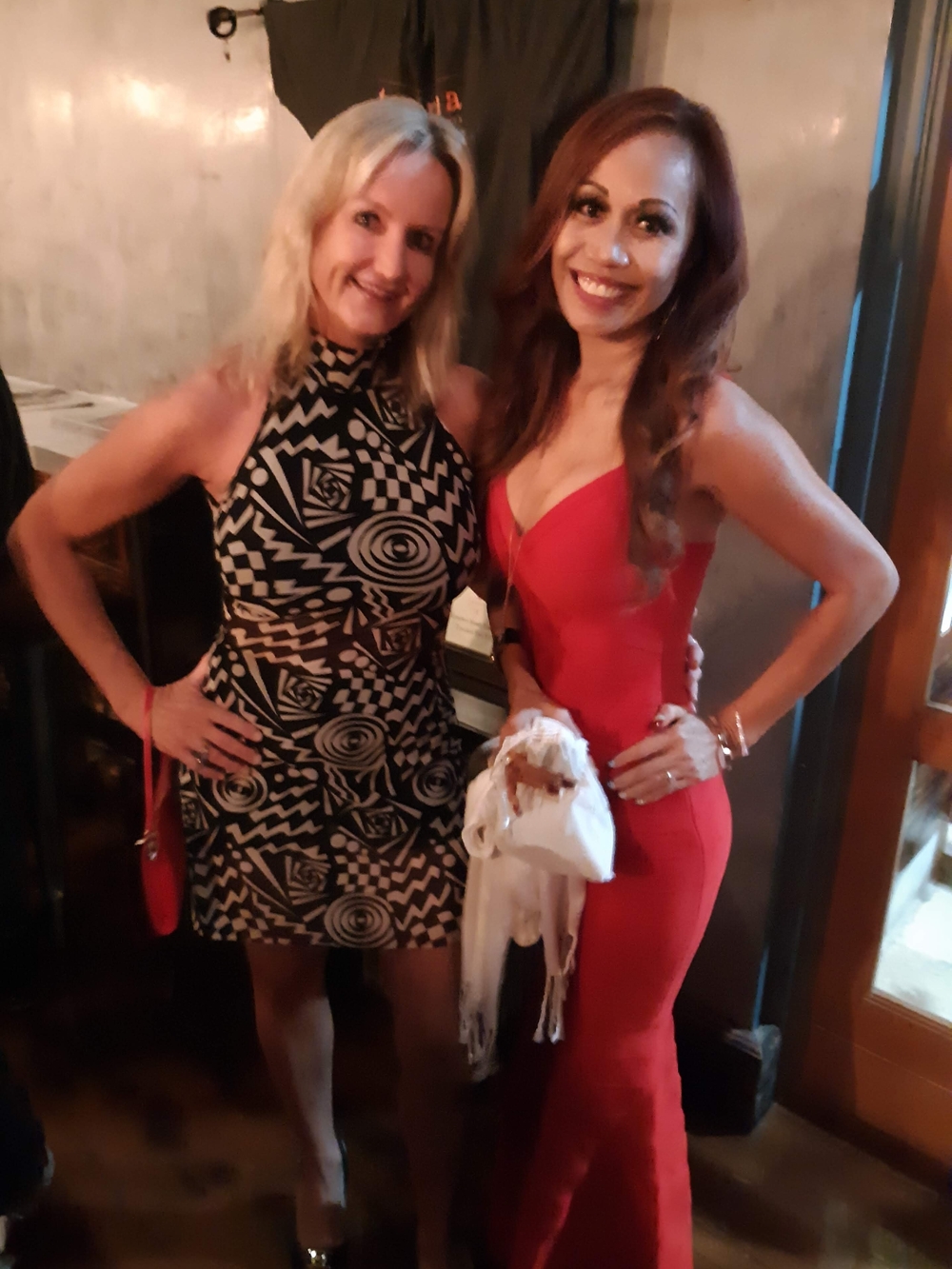 Red V-Neck Evening Dress - Unbranded